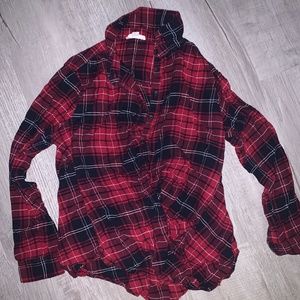 Beach Lunch Lounge red plaid button up shirt